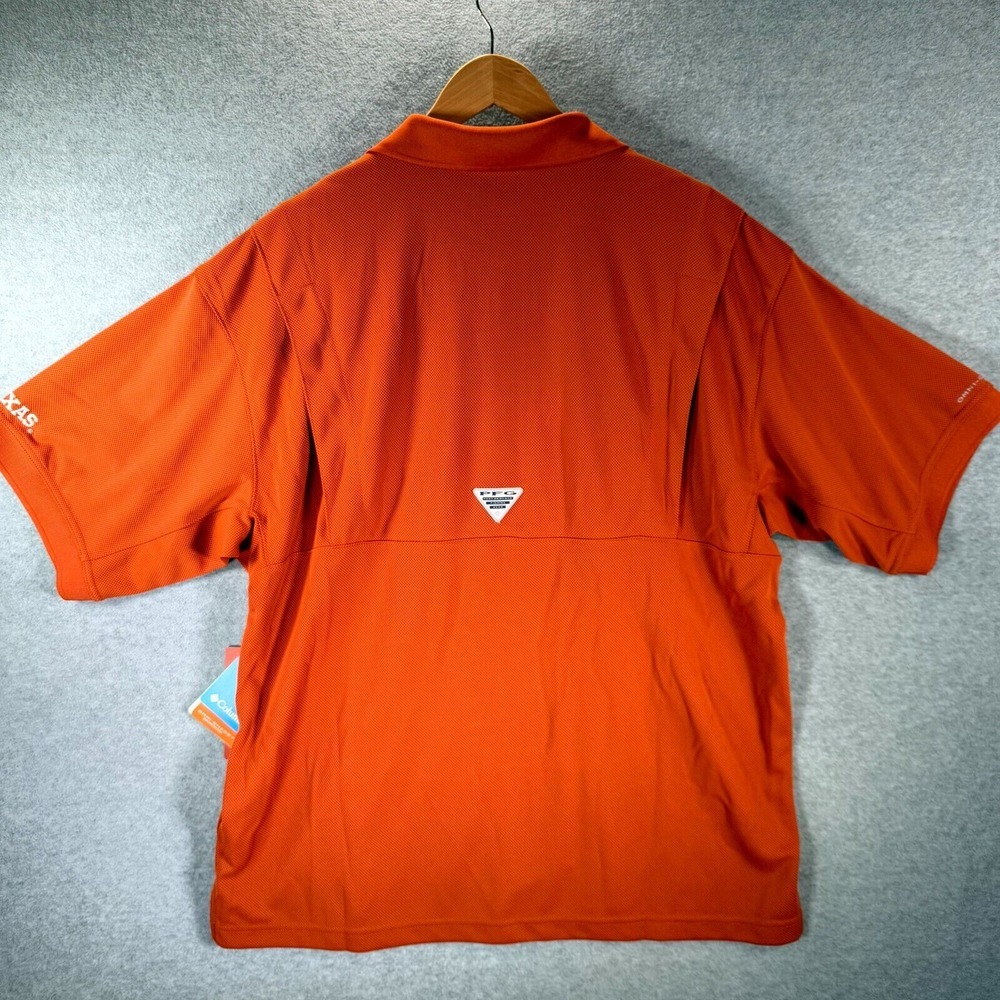 Columbia PFG Texas Longhorns Perfect Cast Polo Shirt Men Large Orange Mesh Lined - Picture 9 of 12